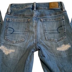 EUC American Eagle Distressed Patched Jeans - Size 0 Regular